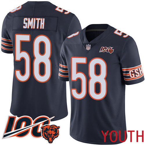 Chicago Bears Limited Navy Blue Youth Roquan Smith Home Jersey NFL Football 58 100th Season